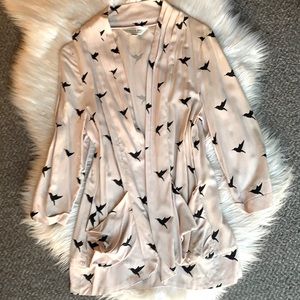 Pink Soft Flowy Birds in Flight Cardigan Sweater Top